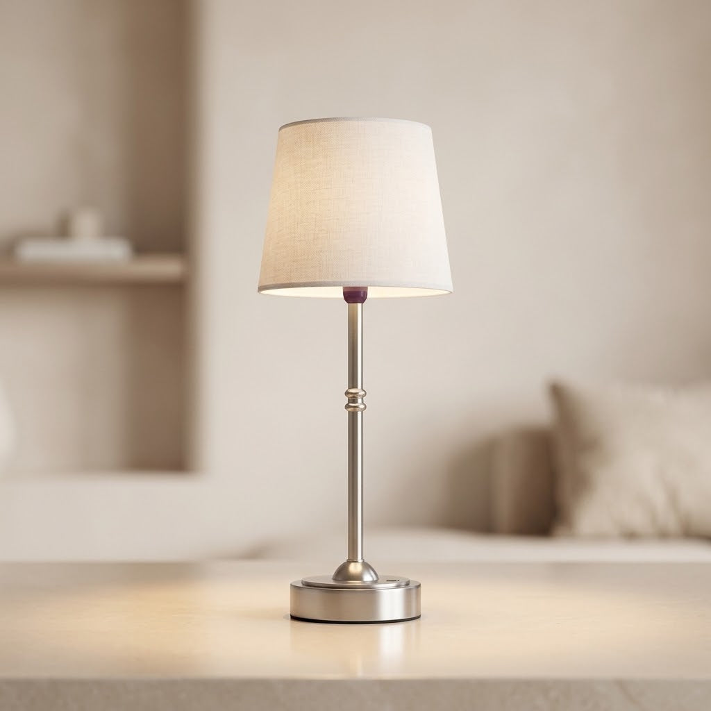  LED Table Lamp in elegant design, featuring a rechargeable cordless setup and touch control functionality for convenient lighting solutions.