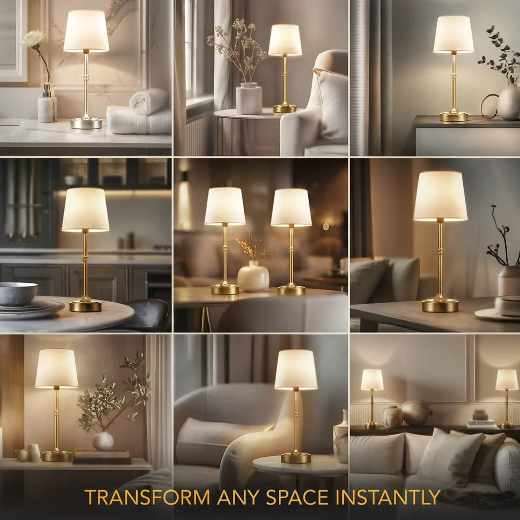 Blythe LED Table Lamp in elegant design, featuring a rechargeable cordless setup and touch control functionality for convenient lighting solutions. 3