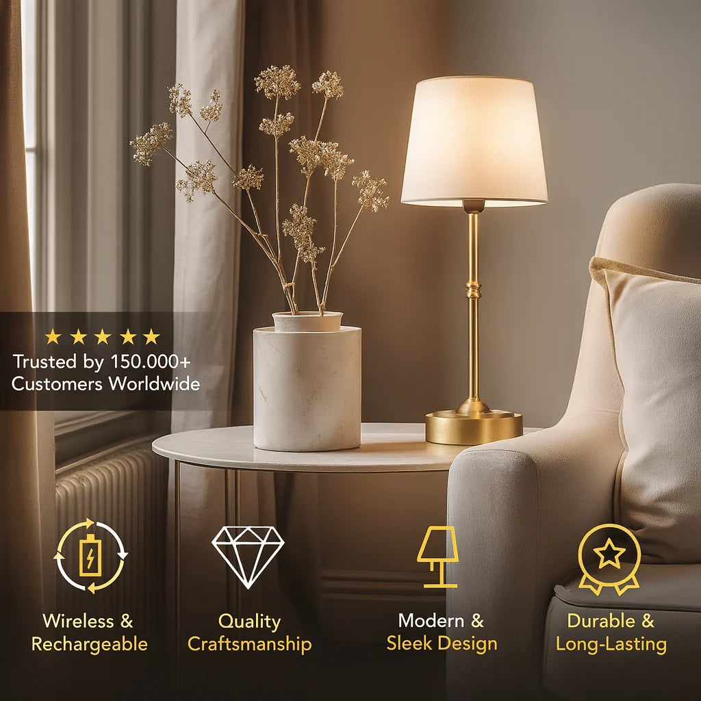 Blythe LED Table Lamp in elegant design, featuring a rechargeable cordless setup and touch control functionality for convenient lighting solutions. 5