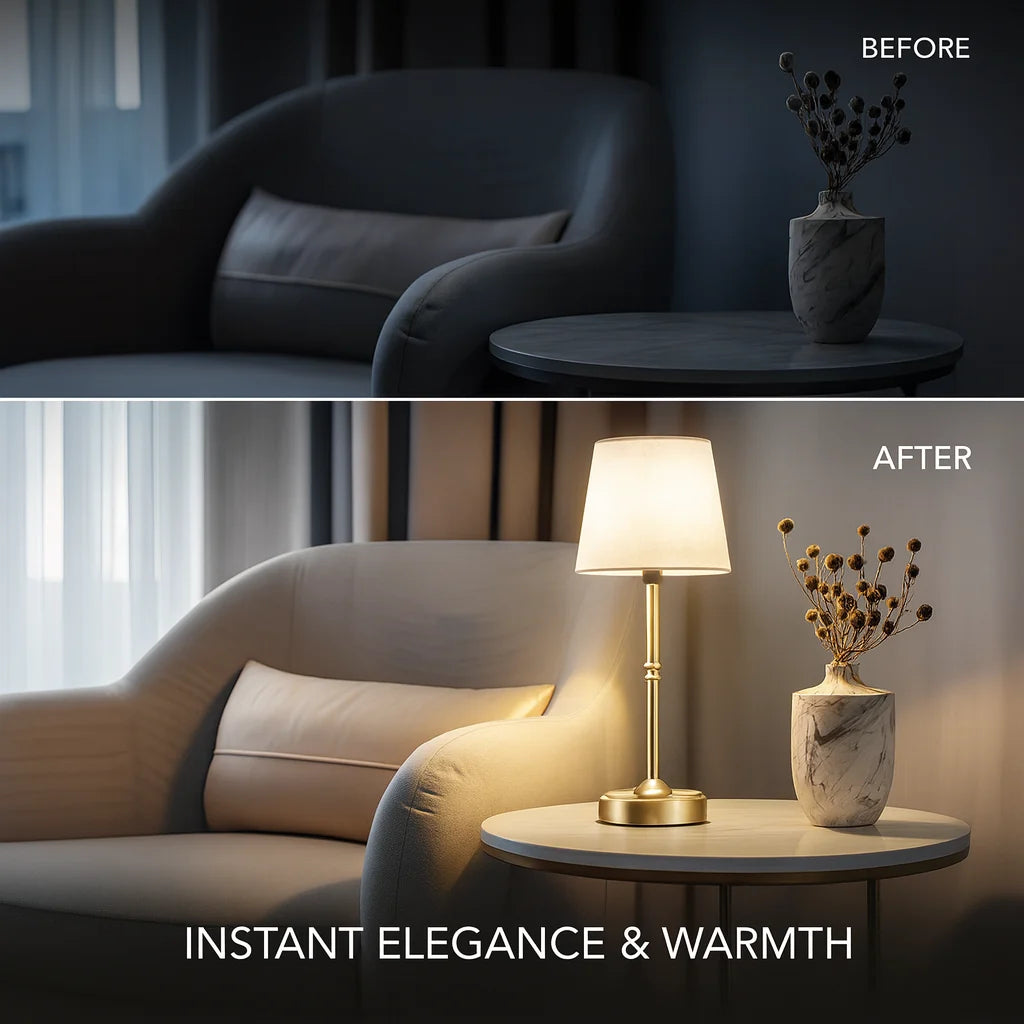 Blythe LED Table Lamp in elegant design, featuring a rechargeable cordless setup and touch control functionality for convenient lighting solutions. 6