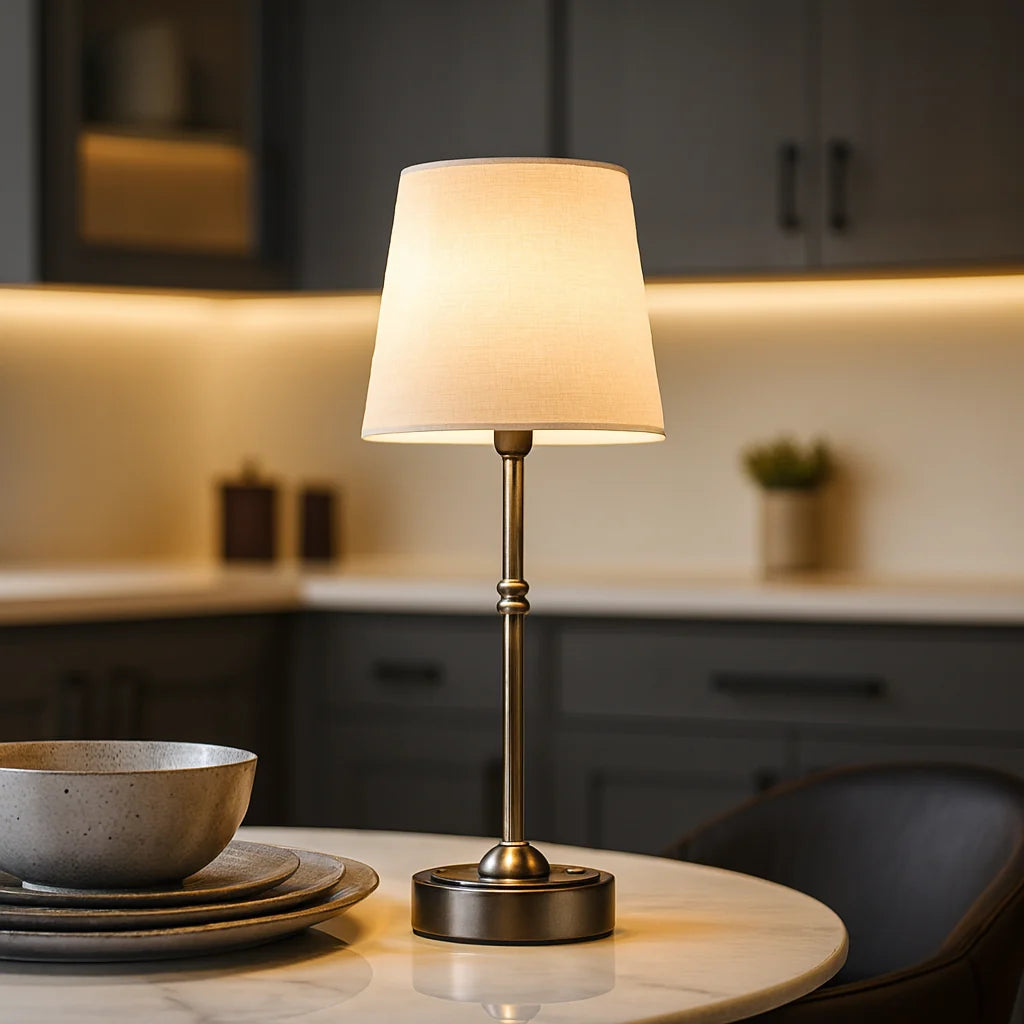 Blythe LED Table Lamp in elegant design, featuring a rechargeable cordless setup and touch control functionality for convenient lighting solutions. 8