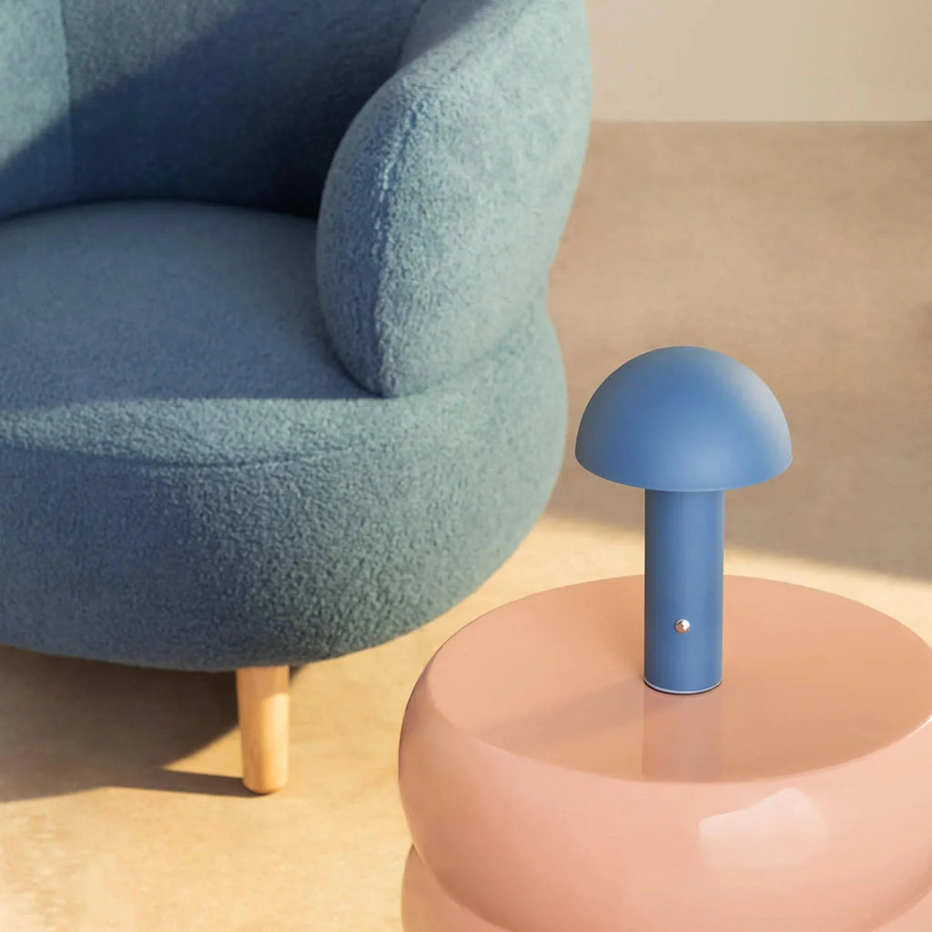 Dara Portable Table Lamp in matte blue, 25 cm tall, rechargeable and cordless, perfect for indoor and outdoor use. 2