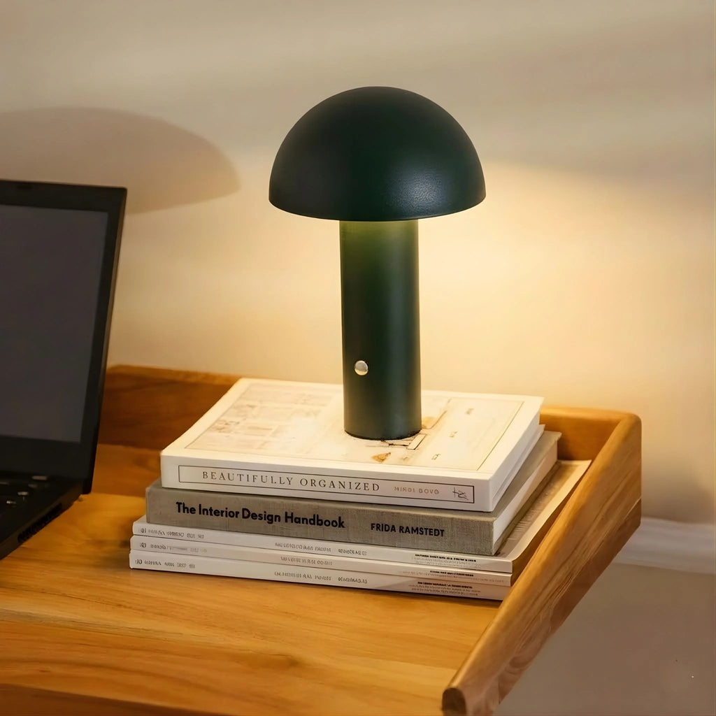 Dario Portable Table Lamp in green, featuring a rechargeable and cordless design, perfect for indoor and outdoor use. 3
