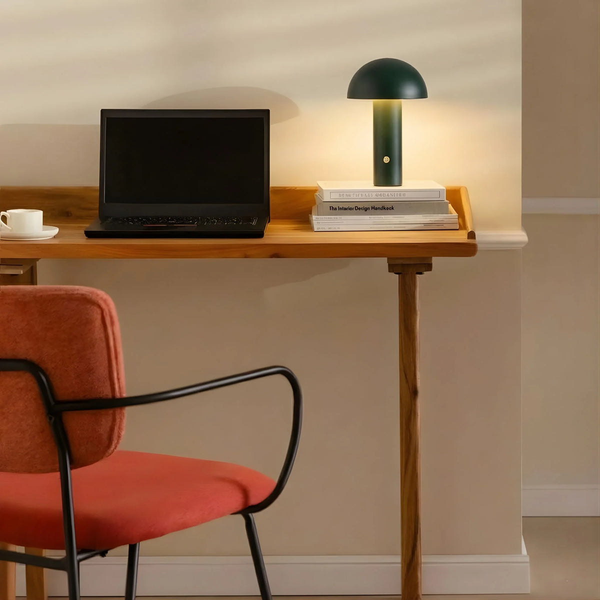 Dario Portable Table Lamp in green, featuring a rechargeable and cordless design, perfect for indoor and outdoor use. 4