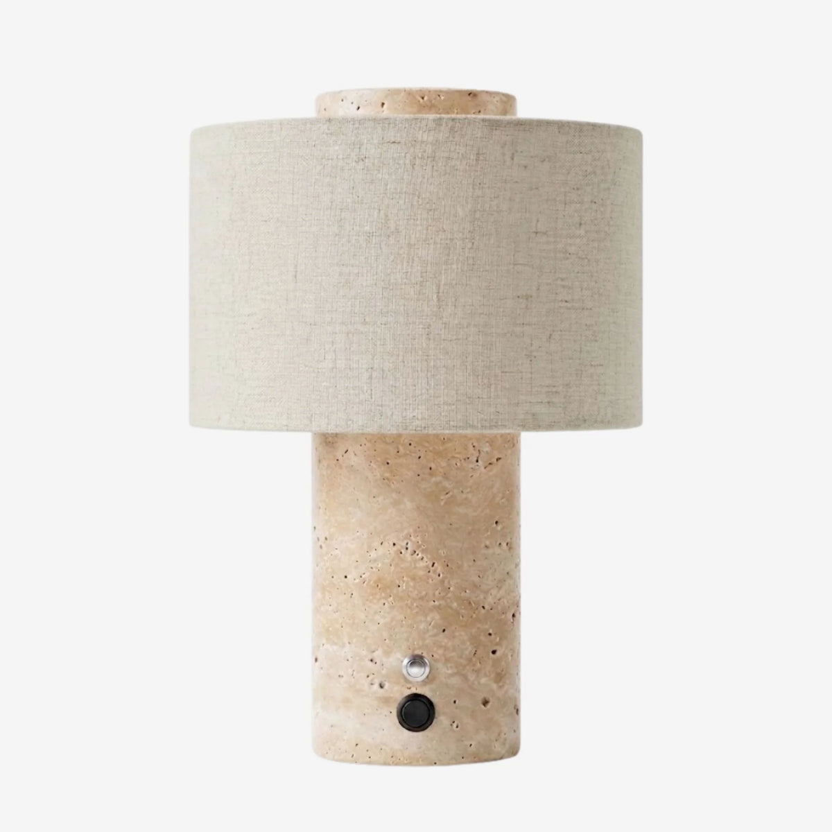 Mira Table Lamp in natural stone, portable and rechargeable, perfect for bedside or living room use. 0