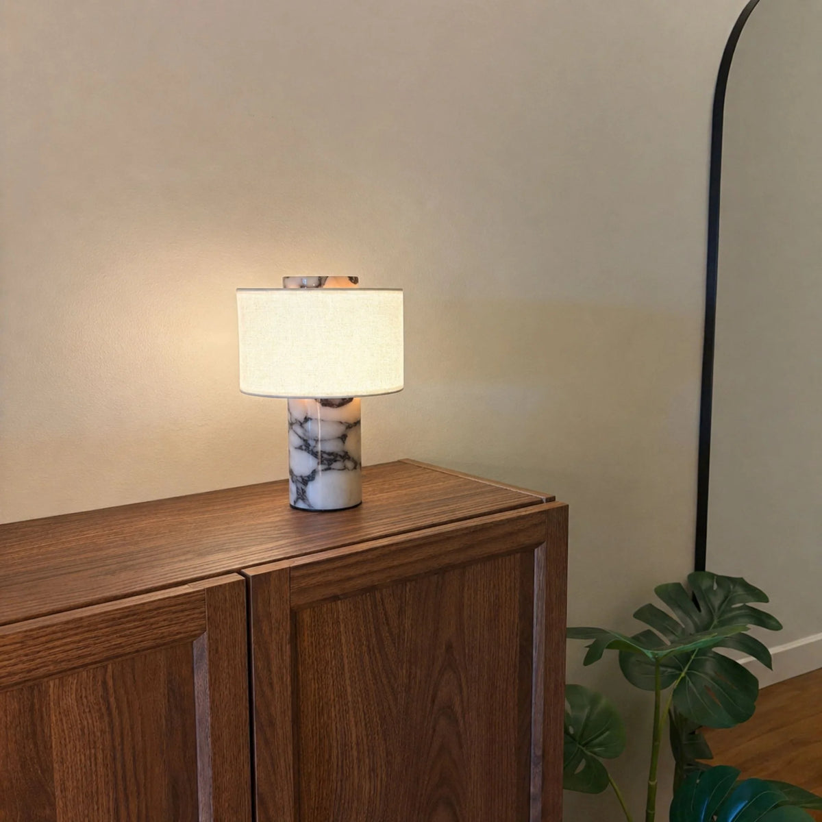 Rechargeable Mira Table Lamp with a stylish marble base, designed for cordless convenience and modern elegance. 2