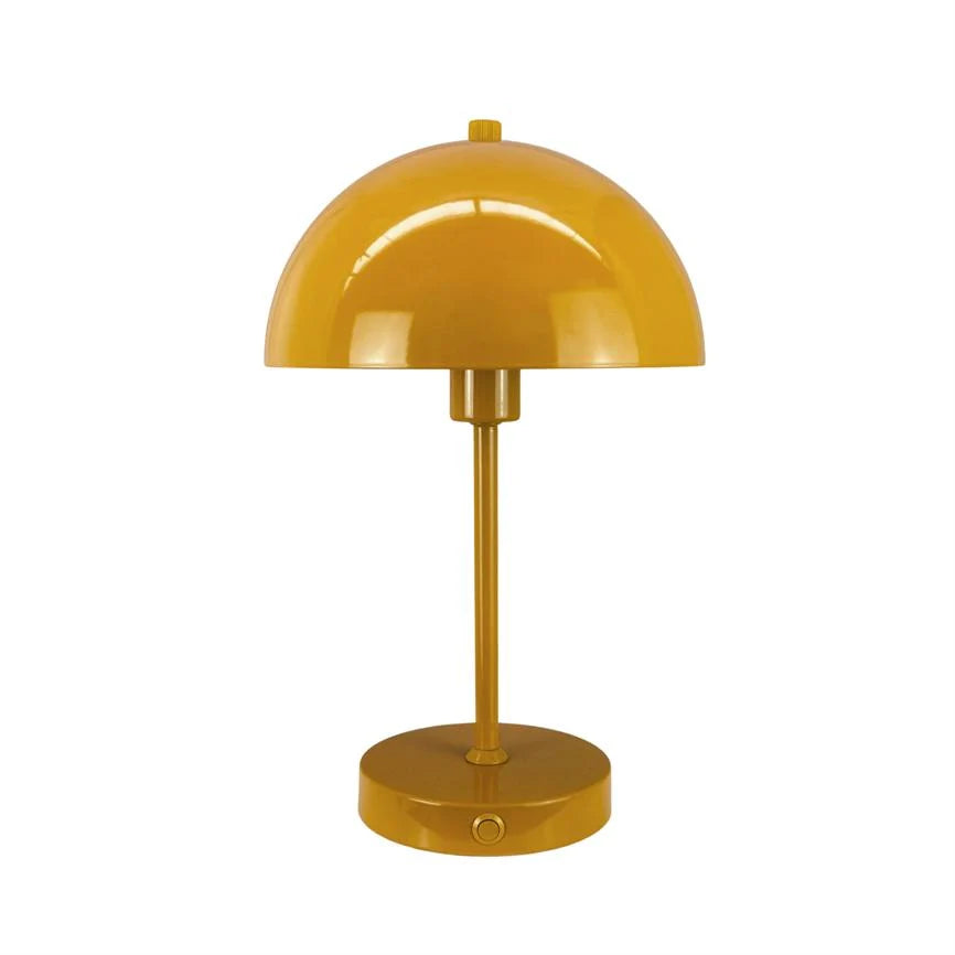 Soren Table Lamp in warm curry color, featuring a rechargeable cordless design and adjustable brightness settings, perfect for adding ambient lighting to any space. 0